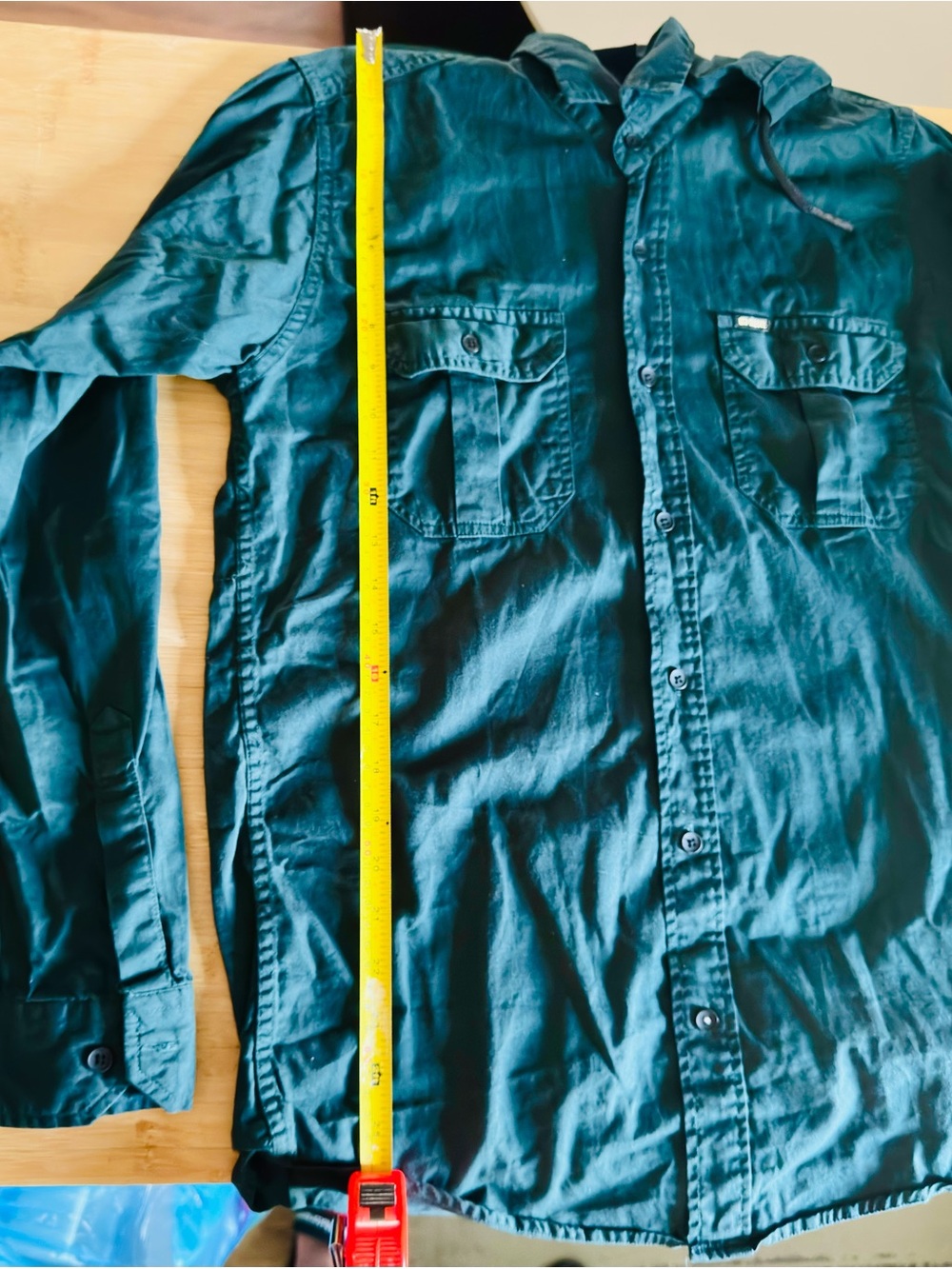Diesel Blue-Teal Hooded Lightweight Shirt Jacket - Picture 8 of 9
